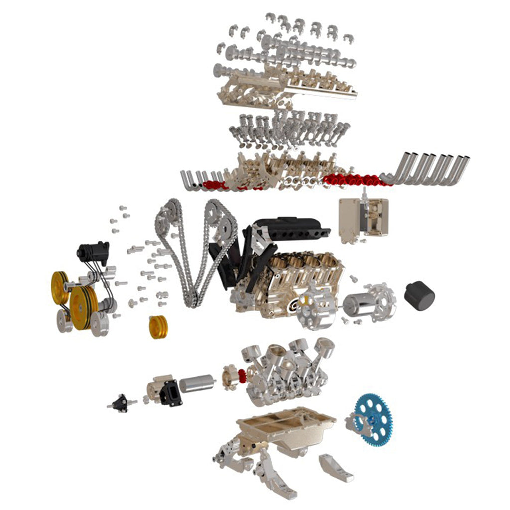TECHING V8 engine model kit assembled view