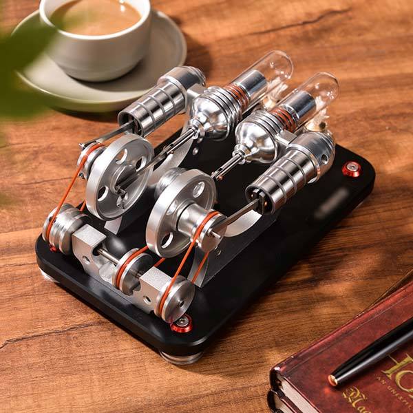 Twin-cylinder Stirling generator display view