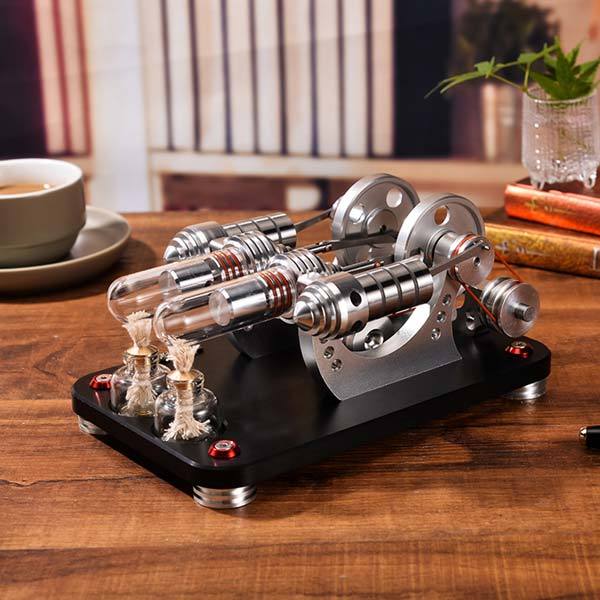 Twin-cylinder Stirling generator alternate view