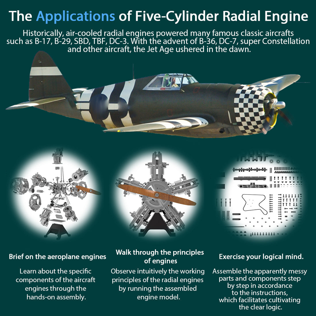 TECHING radial engine kit display view