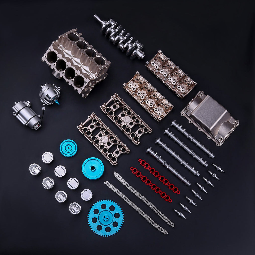 TECHING V8 engine model kit component view